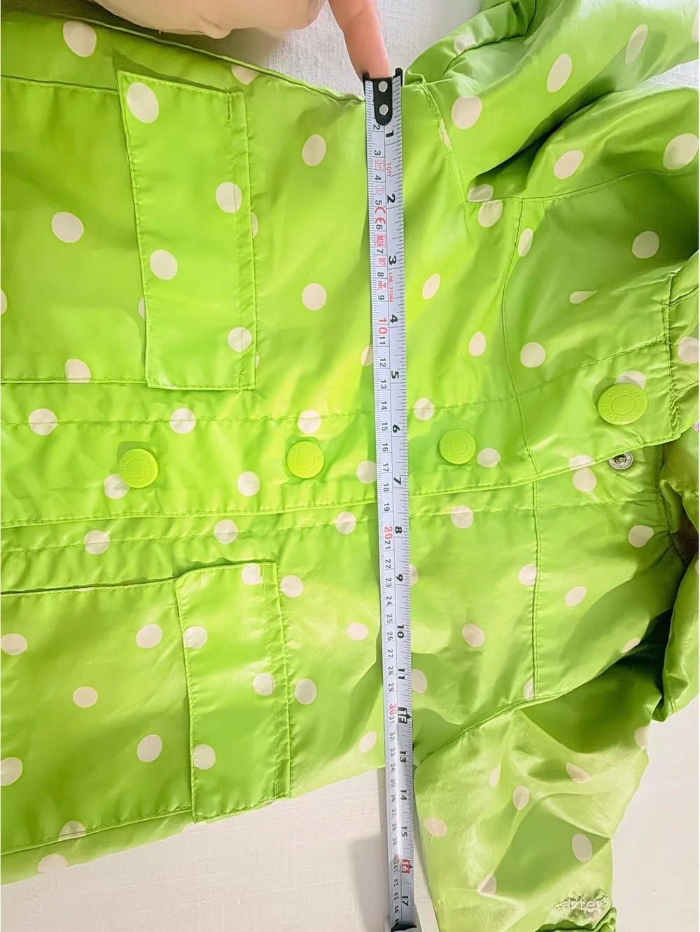 Carter's Toddler 2T Green Polka Dot Frog Hooded Rain Jacket with Pink Lining